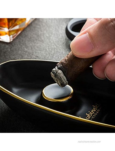 roygra Ceramic Cigar Ashtray with Bottom Pad in Black Box
