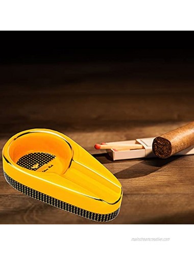 roygra Single Ceramic Cigar Ashtray with Bottom Pad in Black Box