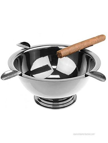Stinky Cigar Ashtray 4 Stainless Steel Stirrups 8-Inch Diameter 3-Inch Deep Windproof Deep Bowl Design Known As 'The Original Stinky Ashtray Polished Stainless Steel