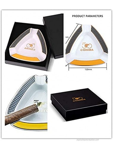 Takekage Cigar Ashtray Triangle Montecristo Large Outdoor Cigars Ashtray for Patio Outside Indoor Ashtray White