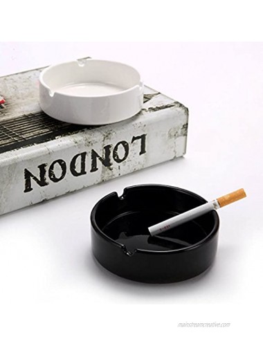 Teagas Glossy Black Ceramic Cigarette Ashtray for Man and Women Outdoors Indoors Ash Tray Desktop Smoking Ash Tray for Home Office Decoration Pack of 2