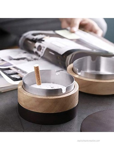 VViN Windproof Ash Tray for Weed with Lid Large Cigarette Ashtray Wood with Stainless Steel Liner for Outdoors and Indoors Use Smoking Ashtray for Home Office