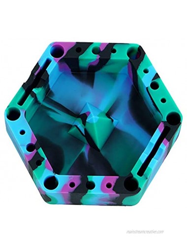 X-Value 1 Black Blue Purple Green Hexagon Silicone Ashtray Unbreakable Decorative Crafts Tray Colorful Holder for Cigarette Cigar cigarillos