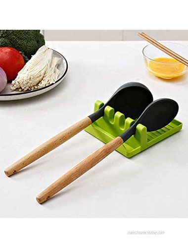 2 Pack Spoon Rest for Kitchen,Kitchen Utensil Rest Set Upgrade Hanging Design Heat-Resistant BPA Free Spoon Holder for Ladles Tongs Spoons & More Green&White