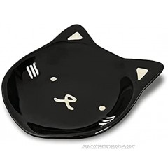 Carlton Lane Cat Spoon Rest Cute Spoon Rest for Kitchen – Unique Stoneware Spatula Rest for Spoons Ladles – 4.5 x 4.5 x 1.5-inch Cooking Spoon Holder – Fun and Cute Kitty Design Ceramic Black