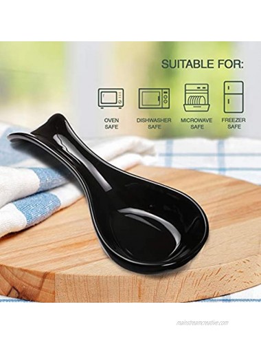 Ceramic Spoon Rests for Kitchen Spoon Rest for Stove Top Countertop Utensil Rest Ladle Spoon Holder for Cooking Home Decor Black Color