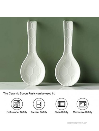 CHILDIKE Honeycomb Spoon Rest 9.5 inch Ceramic Set of 2 White