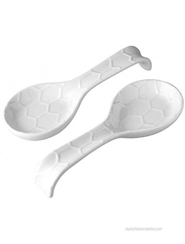 CHILDIKE Honeycomb Spoon Rest 9.5 inch Ceramic Set of 2 White