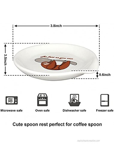 Cute Coffee Spoon Rest Coffee Bar Decor Coffee Station Counter Accessories 3.8 inch Small Ceramic Porcelain Coffee Spoon Holder Gift for Coffee Lovers Women Men As fast as you can Sloth