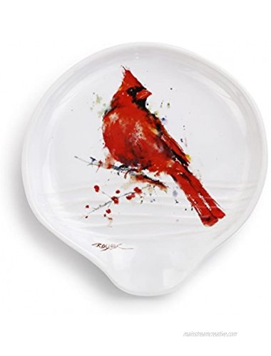 DEMDACO Dean Crouser Cardinal Bird Watercolor Red 5 x 5 Glossy Ceramic Stoneware Spoon Rest