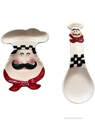 Fat Chef Spoon Rest and Kitchen Plate 2 Item Bundle