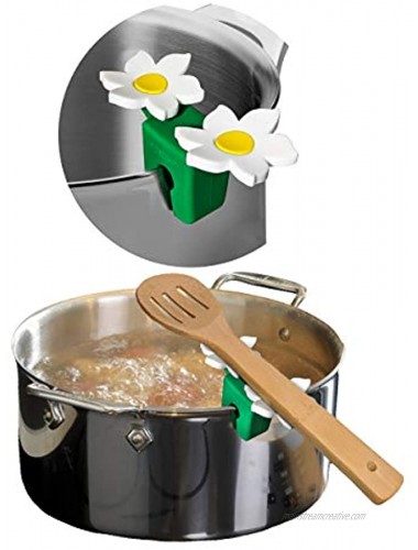 Flower Pot Spoon Holder and Lid Lifter Silicone Kitchen Utensil Holder Gadget Flexible Cooking Pot Clip Stove Top Utensils and Lid Rest Heat Resistant Kitchen Helper Soup Lid Stand Tool