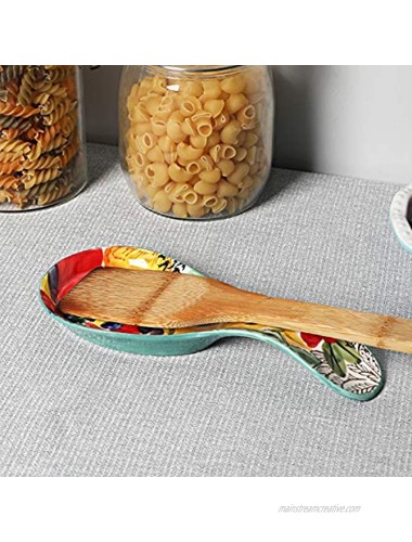 GDCZ Porcelain Spoon Holder Utensil Rest for Kitchen,Ceramic Spoon Rest,9-inch Colorful