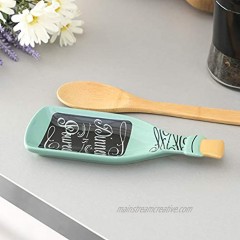 Home Basics Dinner is Poured Wine Shape Ceramic Spoon Rest Cooking Utensils Ladle Spatula Holder for Kitchen Countertop Stovetop Dinning Table Teal