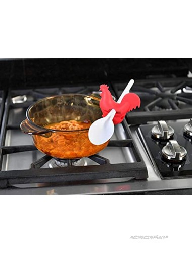 HOME-X Red Rooster Spoon Holder Pot Pan Clip Kitchen Accessories Fun Hostess Gifts