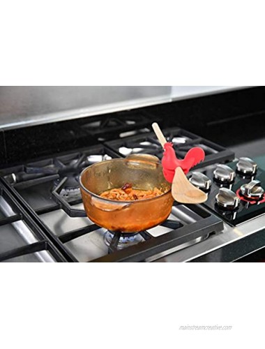 HOME-X Red Rooster Spoon Holder Pot Pan Clip Kitchen Accessories Fun Hostess Gifts