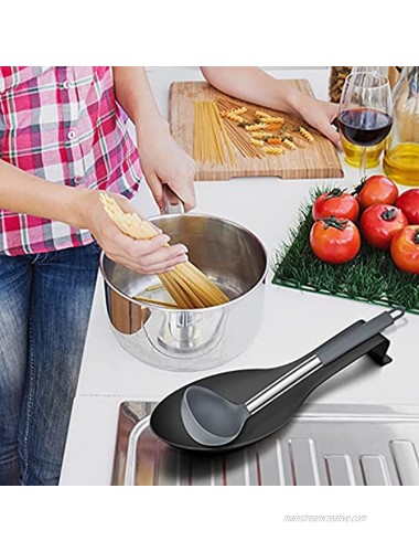 Homikit Black Spoon Rest for Kitchen Counter Stove Top Stainless Steel Utensil Rest Ladle Spatula Holder Heavy Duty Dishwasher Safe