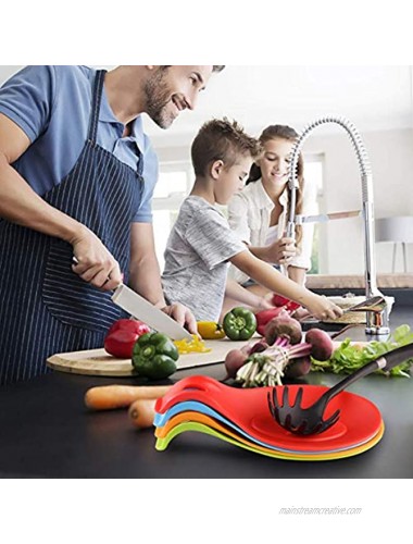 HoShip Silicone spoon rest Kitchen Silicone Spoon Holders set of 4 Colorful