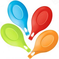 HoShip Silicone spoon rest Kitchen Silicone Spoon Holders set of 4 Colorful