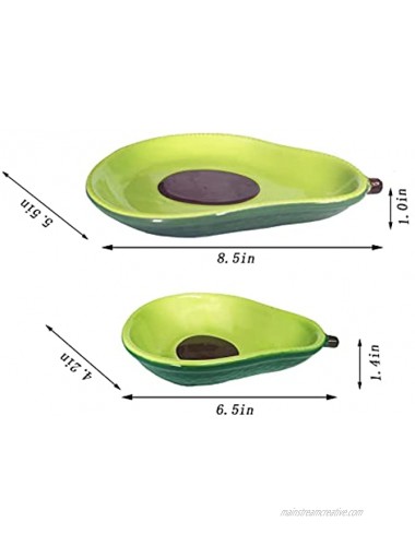 Huhfade Ceramic Spoon Rest for Kitchen,Cute Avocado Farmhouse Design for Cooking Spoon Holder for Stove Top,Avocado Ladle Utensil Rest,Coffee Spoon Rest（Set of 2）