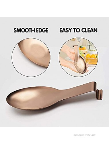 JRGIK Spoon Rest Spoon Holder for Stove Top Spoon Rest for Kitchen Counter Stainless Steel Spoon Rest Spatula Ladle Spoon Utensil Holder Copper,Rose Gold