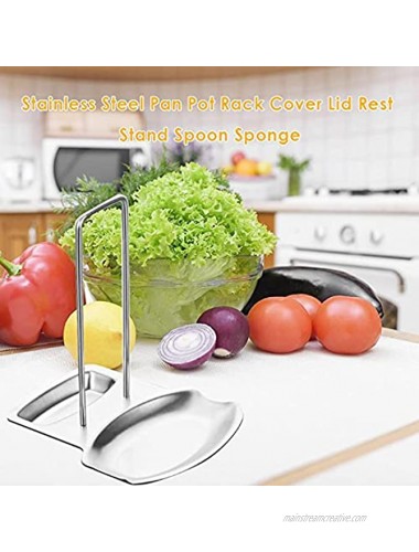 Kitchen Pan Lid Holder for Pots and Spoon Rest Stainless Steel Cookware Organizer Desktop Uncluttered Solution Lid &Spoon Rest