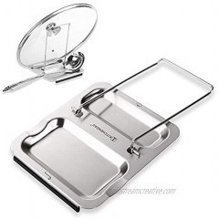 Lid and Spoon Rest Foldable for Easy Storage| Anti-slip base丨Utensils Lid Holder with Food-grade 304 Stainless Steel| Prevents Splatters Drips | Easy to Clean by Kitchendao