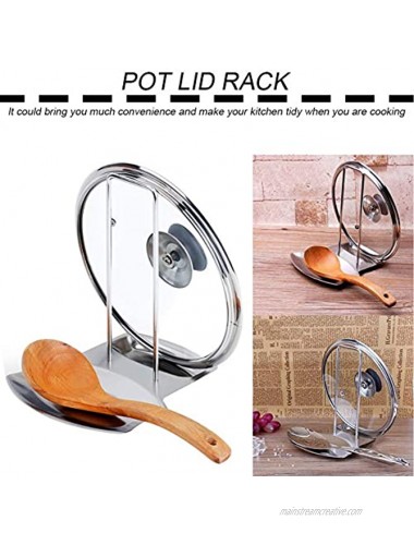 Lid and Spoon Rest,Stainless Steel Kitchen Utensils Holders Pan Pot Cover Lid Rack Heat-resistant Home Appliance Stand Holder Organizer for Pots Pans Spoons