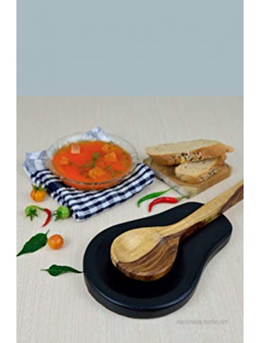 Marbco Marble Spoon Rest Ladle Holder Marble Spoon Rest Holder for Stove Kitchen Heavy Duty Dishwasher Safe Design 2 Black