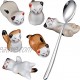 Pack of 6 Lovely Lucky Cat Ceramic Chopsticks Spoon Forks Knives Tableware Rest Set Porcelain Stand Festive Dinner Table Ornament 6-Piece Lucky Cat+Spoon