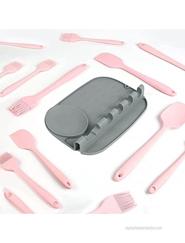 Silicone Spoon Holder for Stove Top Larger Silicone Utensil Rest with Drip Pad silicone spoon rest Heat Resistant Kitchen Utensil Holder for Ladle Tongs Turner Spatula gray