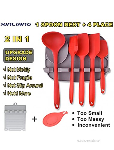 Silicone Spoon Rest 2in1 XINLIANG Spoon Holder for Stove Top Upgraded Large Size Heat-Resistant Utensil Rest with Drip Pad for Kitchen Counter Countertop