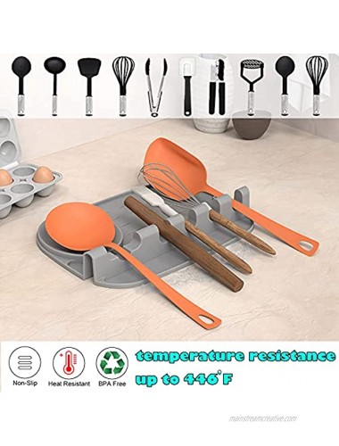 Silicone Spoon Rest for Kitchen Counter Kitchen Utensil Rest for Countertop Larger Size Heat-Resistant BPA-Free Spoon Holder for Stove Top Utensil Rest with Drip Pad