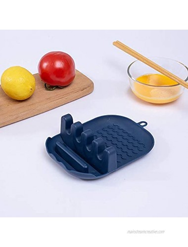 Silicone Spoon Rest for Kitchen Heat-Resistant BPA-Free Spoon Holder for Stove Top Easy Clean Cooking Utensil Spatula Rest 4 Slotted navy blue