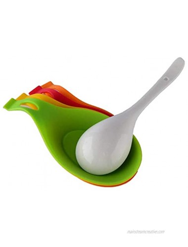 Silicone Spoon Rest Heat Resistant Kitchen Utensil Rest Ladle Spoon Holder Colorful Spatula Holder Rest Kitchen Tool 5 Pieces