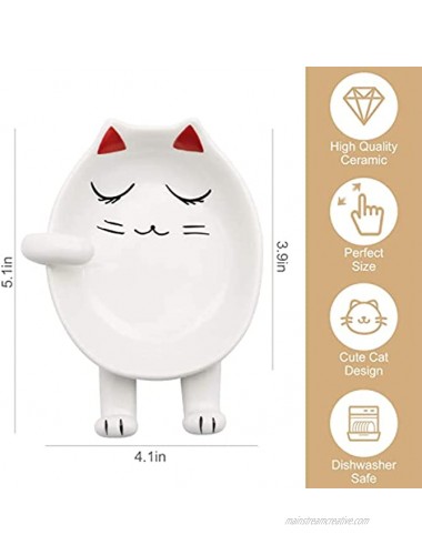 Spoon Rest for Stove Top LetGoShop Cute Cat Shape Ceramic Spoon Holder for Kitchen Counter Coffee Spoon Rest Cooking Utensil Holder for Spoons Ladles Kitchen Decor and AccessoriesRed