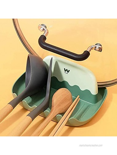 Spoon Rest Kitchen Multiple Utensil-Holder With Drip Pad Heat-Resistant BPA-Free Spoon Rest for Stove Top Utensil Rest for Ladles Tongs Pot Lid & More Green