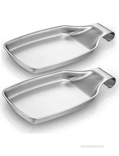 Spoon Rest Set of 2 Fungun Stainless Steel Spatula Ladle Holder for Stove Heavy Duty &Good Grips for Kitchen Spatula Ladle Brush and Other Cooking Utensils Rest