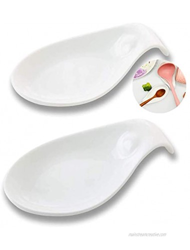 Spoon Rest Set of 2 Spoon Rest Ceramic Spoon Rest White Spoon Rests for Kitchen Stove Top Modern Farmhouse Kitchen Decor Spoon Holder Large Ceramic Drip Catcher for Spoons Tongs Spatula 6 Inches