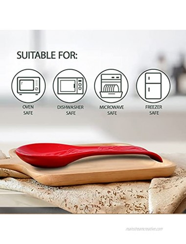 Spoon Rests for Kitchen Ceramic Spoon Rest for Stove Top Countertop Utensil Rest Ladle Spoon Holder for Cooking Home Decor Red