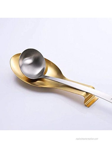 Stainless Steel Spoon Rest Golden Set of 2 Kitchen Spatula Ladle Holder for Cooking Home Decor