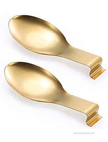Stainless Steel Spoon Rest Golden Set of 2 Kitchen Spatula Ladle Holder for Cooking Home Decor