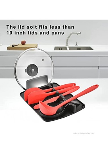 TATBOOMU Silicone Spoon Rest 3 in 1 Larger Size Silicone Spoon Holder for Stove Top,Upgraded Utensil Rest with Drip Pad for Multiple Utensils,Pot lid holder,Easy to Clean Black