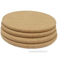 4-Pack Cork Trivets Hot Pots Pans Holder 7.5 x 7.5 x 0.4 Inches Round Cork Coaster for Dishes