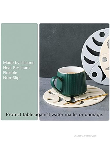 4 Pack Round Silicone Carved Trivet Set Pot Stand Mats Heat Resistant Flexible and Non-Slip Coasters Protect Table Against Water Marks or Damage