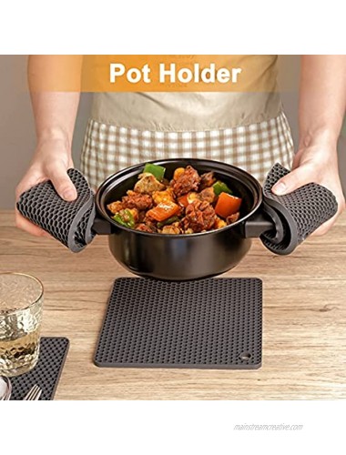4 Pack Silicone Pot Holders Trivets Hot Pad or Mat for Hot Pots and Pans Multipurpose for Extra Thick Large Non-Slip Hot Pads for Kitchen Potholders Hot Dishers Jar Opener