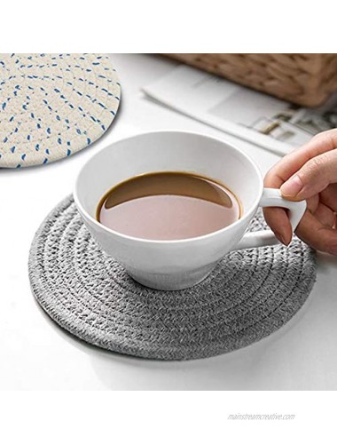 AIFUDA 4 Pcs Cotton Thread Weave Hot Pot Holders Multi-use Hot Mats Non-Slip Stylish Coasters Insulation Hot Pads Trivet for Cooking and Baking