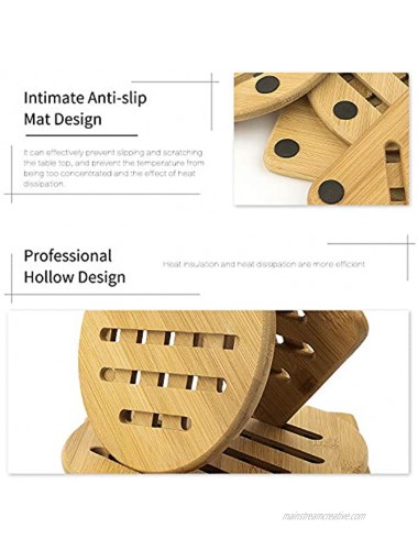Alfto Hot Pads Trivet,Table Solid Bamboo Wood Trivets for Hot Dishes and Pot with Non-slip Pads Heat Resistant Pads Teapot Trivet 4pcsMulti Size,2 Square 2 Round