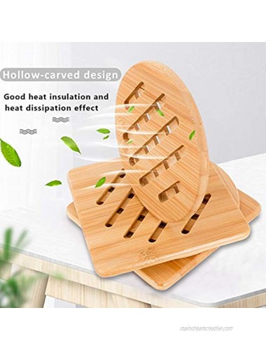 CONISY Natural Bamboo Trivet,Set of 4 Non-Slip Heat Resistant Mat for Kitchen Hot Dishes,Pots and Pans 7.7in