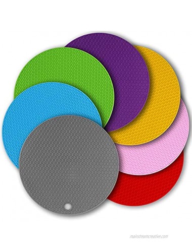 Cozihom 7 Inch Silicone Trivet Mat Hot Pot Mat Multifunction Cellular Silicone Hot Pad Non-slip Silicone Insulation Mat 7 Packs